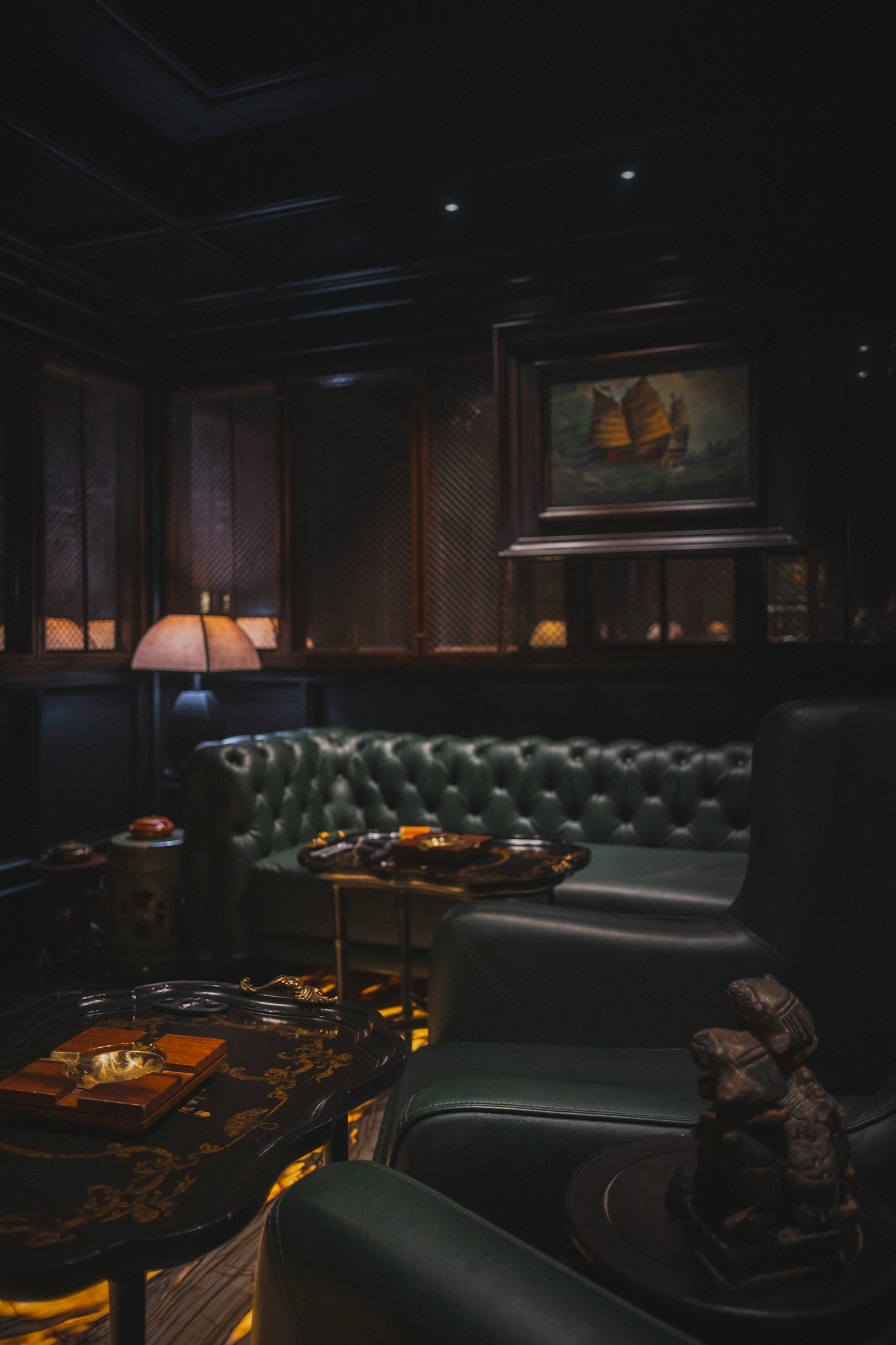 A premium cigar lounge interior